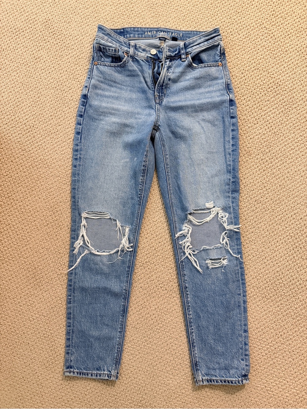 American Eagle Outfitters Boyfriend Jeans - Medium Blue Distressed
